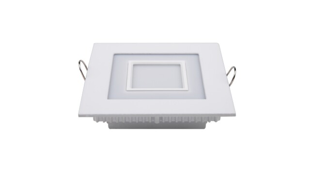 LED面板燈 7W方形雙色面板燈 開孔98x98mm 白光藍(lán)邊 可分段控制光色